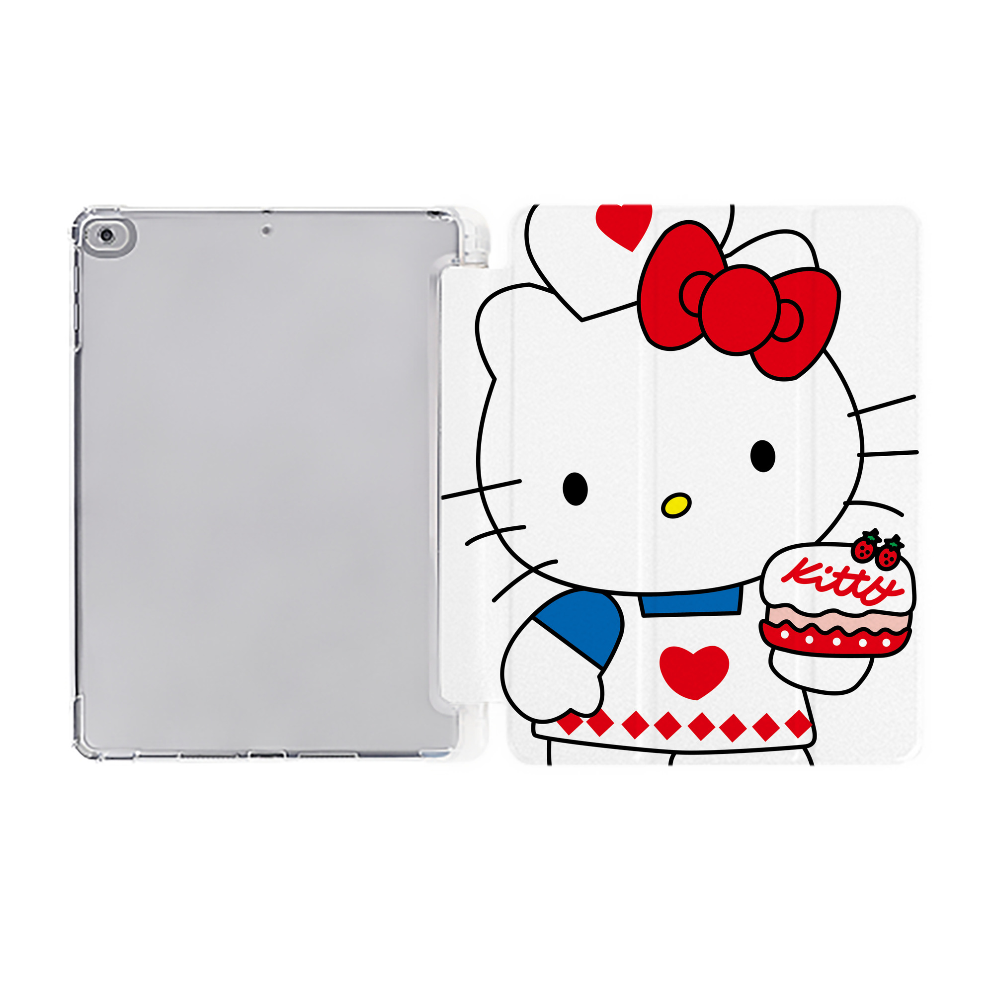 （画像用） Hello Kitty ハローキティ IPad ケース ペン収納付き 三つ折りスタンド PUレザー×シリコン 対応機種9.5/10.5/10.9インチ